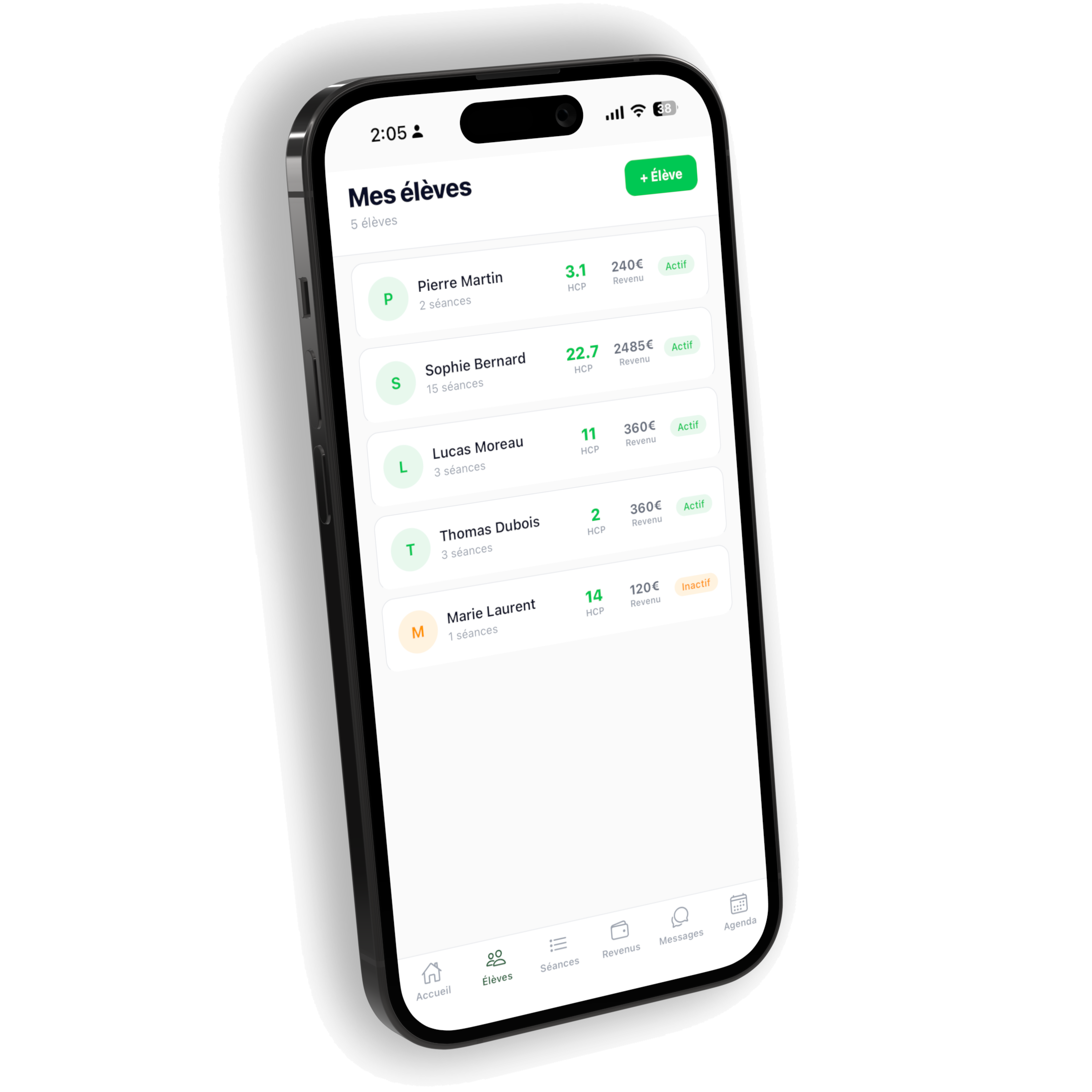 FairwayPro coach app — students